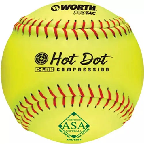 Worth Softball Hot Dot 12 Pouces Balle 0,52 COR Jaune Haute Visibilité