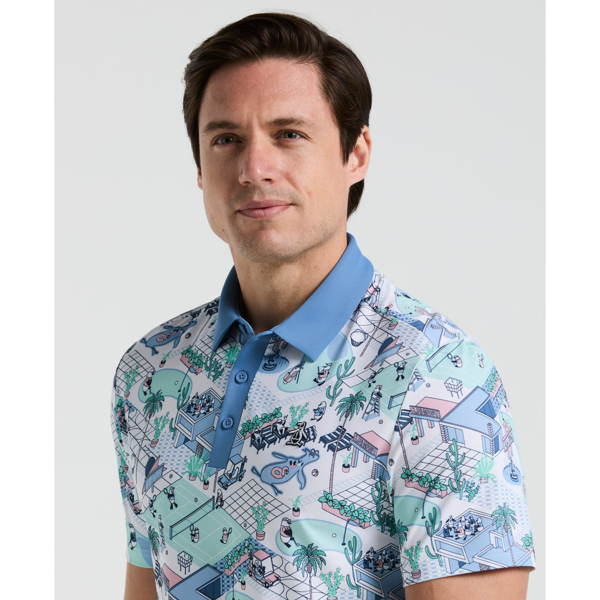 Original Penguin Polo Golf All-Over Palm Springs Print For Course