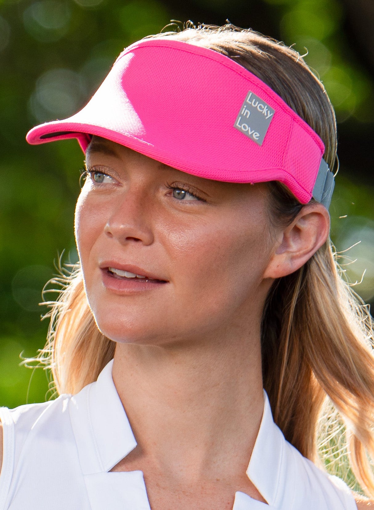 LUCKY IN LOVE LOGO STRETCH VISOR