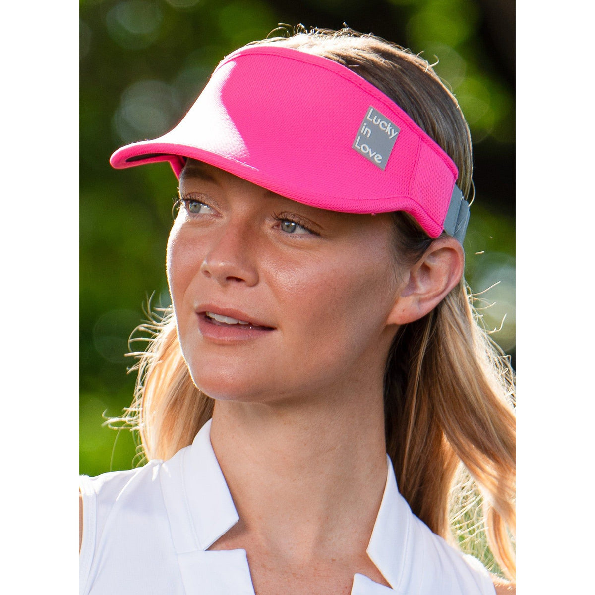 LUCKY IN LOVE LOGO STRETCH VISOR