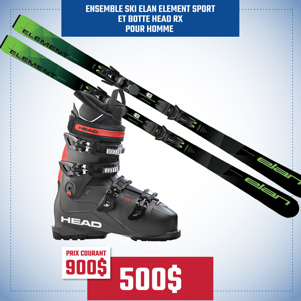 Ensemble Ski Elan Element Sport + Bottes Head RX pour Homme