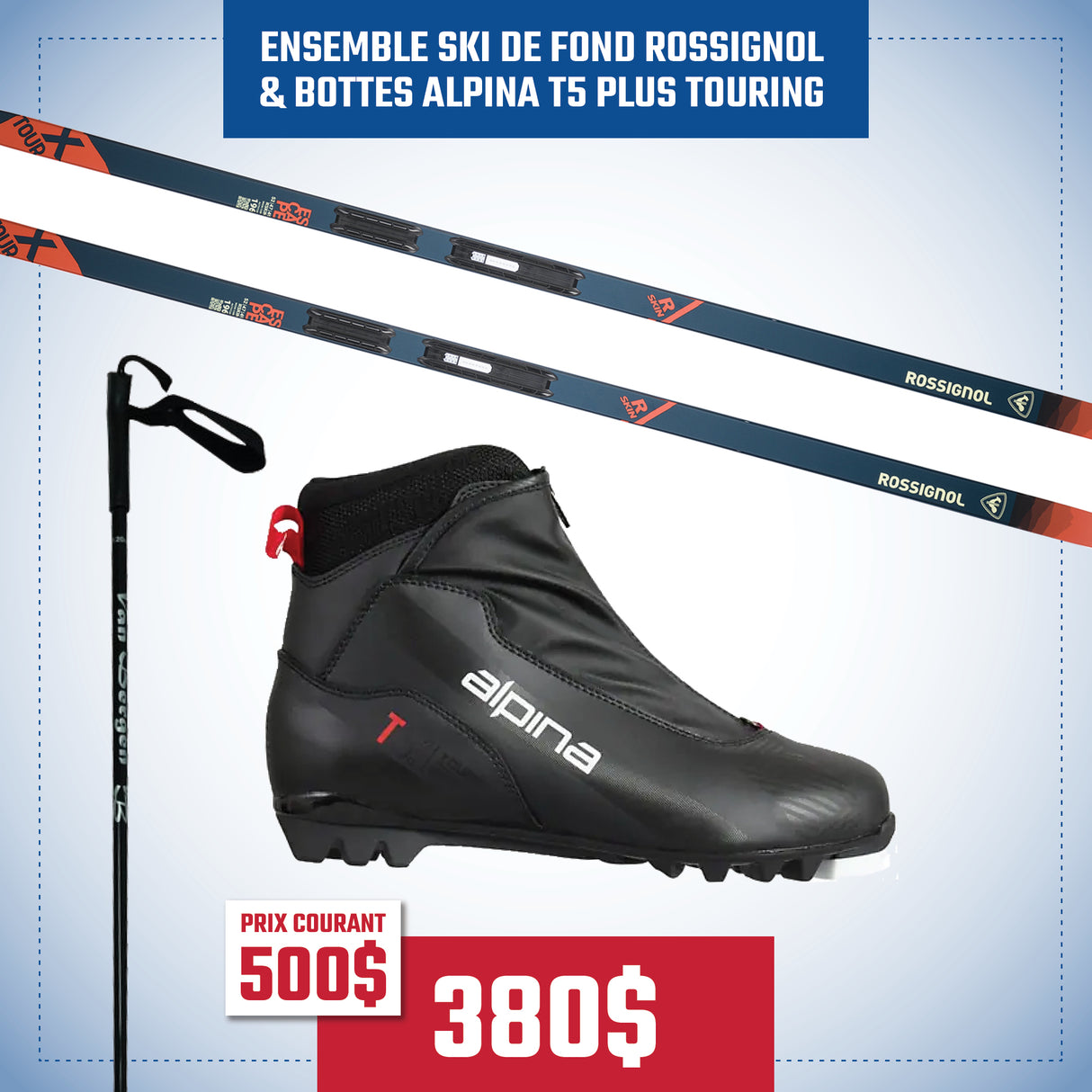 ENSEMBLE SKI DE FOND COMPLET ROSSIGNOL X-TOUR ESCAPE