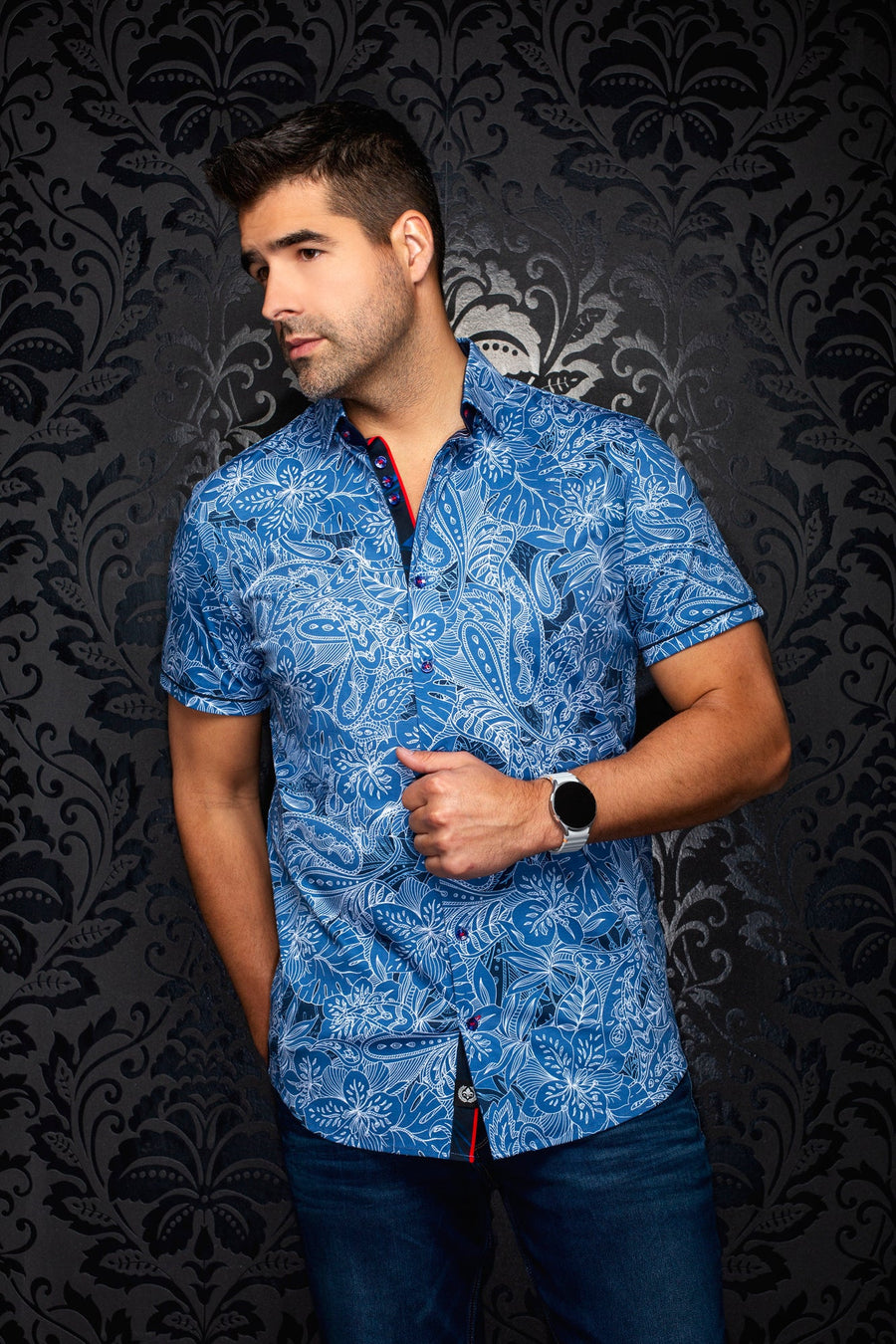 CHEMISE AU NOIR ROSSA MANCHES COURTES