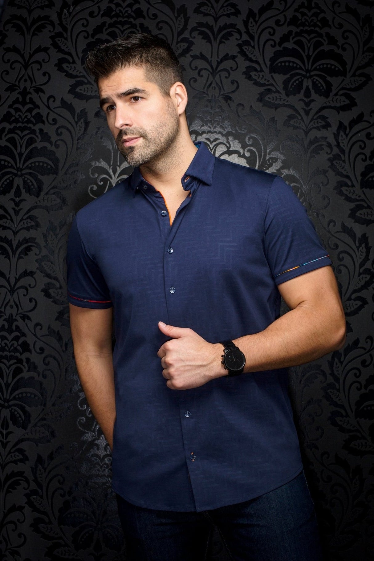 CHEMISE AU NOIR DIVENERE MANCHES COURTES