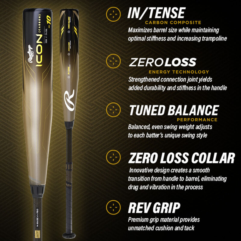 Rawlings Icon -10 Bâton USSSA Baseball Canon 2 5 8 Pouces Premium