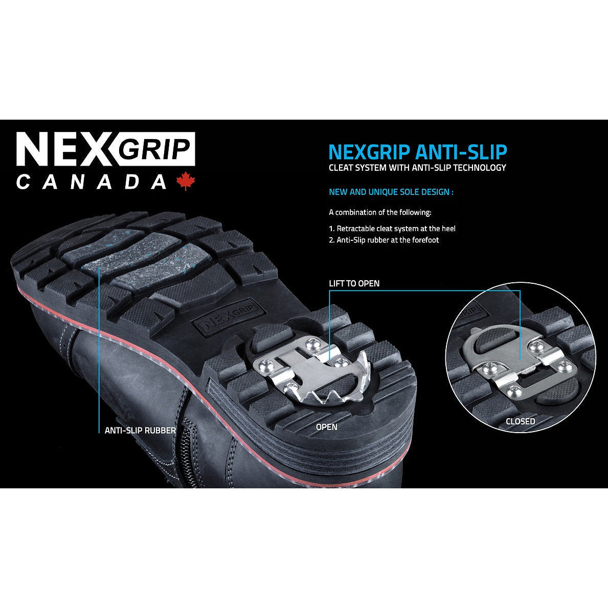 NexGrip Botte Ice Nelson 2.0 Crampons Acier Inoxydable Pour Traction