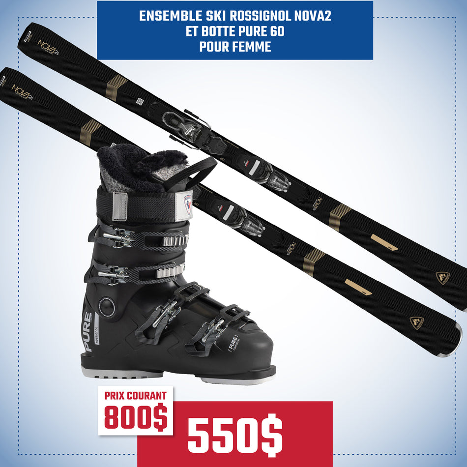 COMBO SKI ALPIN ROSSIGNOL NOVA 2S ET BOTTE PURE COMFORT 60 FEMME