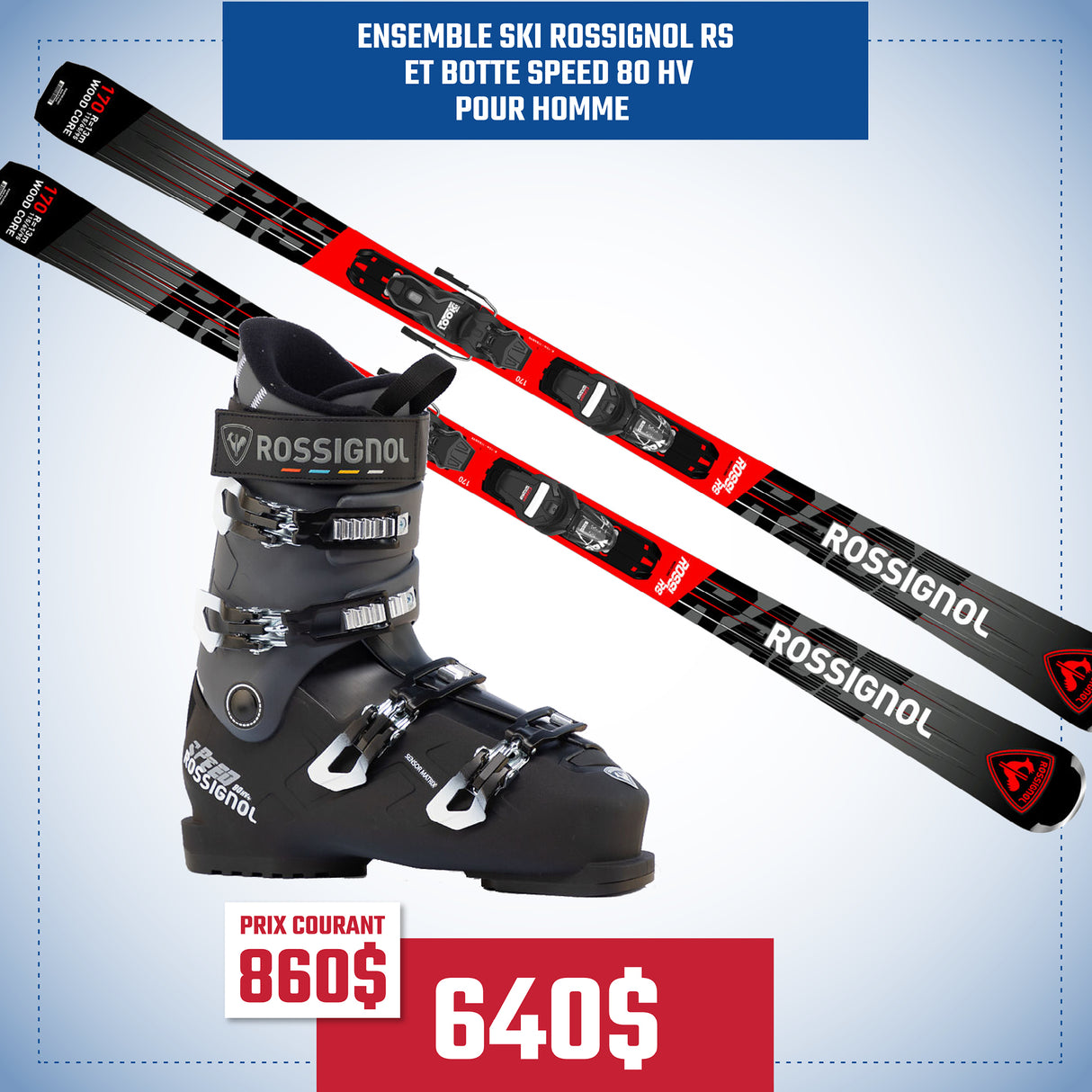 Ensemble Rossignol RS + Bottes Speed 80 HV pour Homme