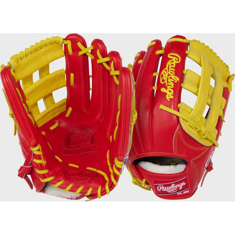 RAWLINGS PRO PREFERRED 12.75'' OUTFIELD BASEBALL GLOVE RED