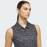ADIDAS ULTIMATE365 PRINTED OTTOMAN CLIMACOOL SLEEVELESS POLO SHIRT FOR WOMEN
