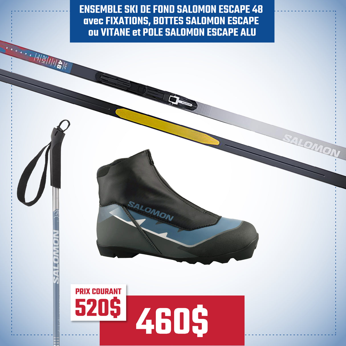 Salomon Escape 48 Skin Complete High Performance Cross-Country Ski Set