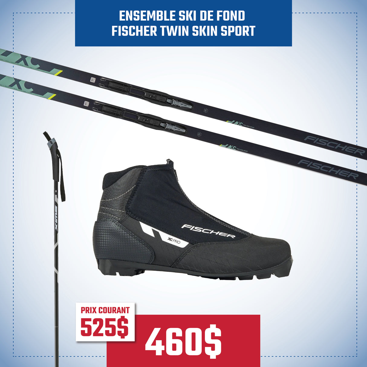 Fischer Twin Skin Sport Cross-Country Ski Set + Fischer XC Pro Boots