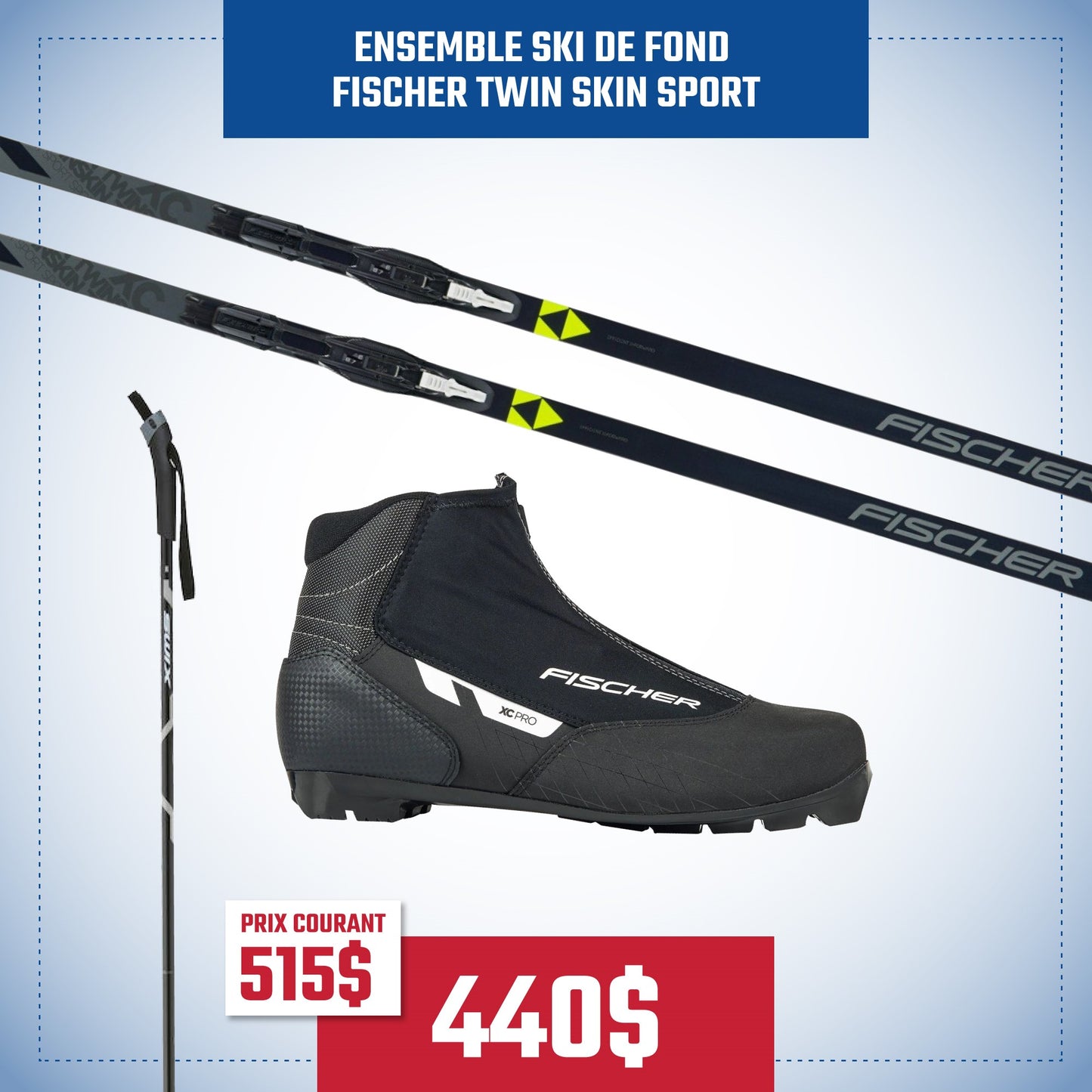 ENSEMBLE SKI DE FOND COMPLET FISCHER TWIN SKIN